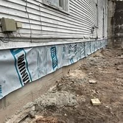 foundation in rear of building