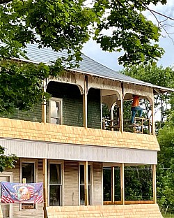 porch removed and porch pillars